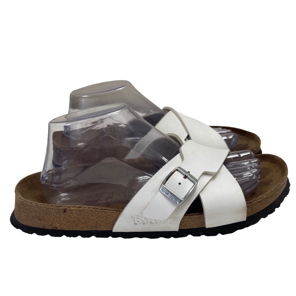 Birkenstock Birkis Sandals Womens 9 Santosa White Leather Criss Cross Slide Shoe